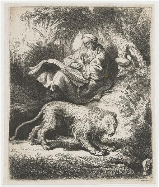 Святий Ієронім читає, 1634 - Рембрандт