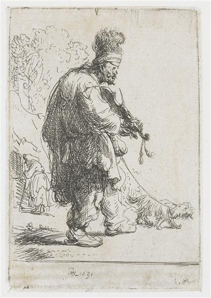 The blind fiddler, 1631 - Рембрандт