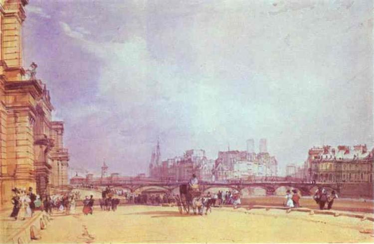 Paris. Quai du Louvre., 1828 - Richard Parkes Bonington