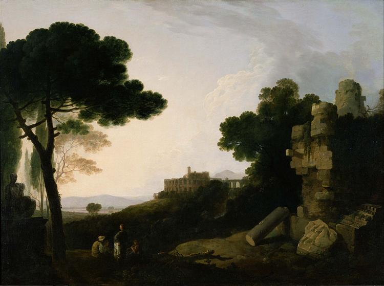 Landscape Capriccio with Tomb of the Horatii and Curiatii, and the Villa of Maecenas at Tivoli, 1754 - Річард Вілсон