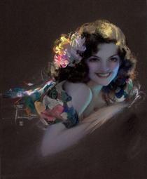 Pin-Up with Flowers - Rolf Armstrong