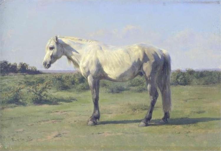 A Grey Horse in a Field, 1873 - Роза Бонер