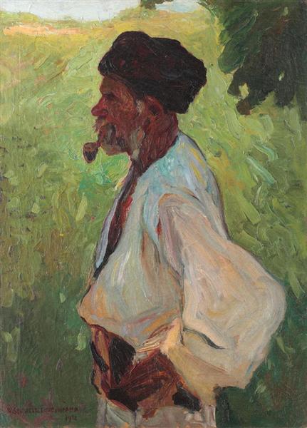 Peasant with Pipe, 1922 - Рудольф Швейцер-Кумпана