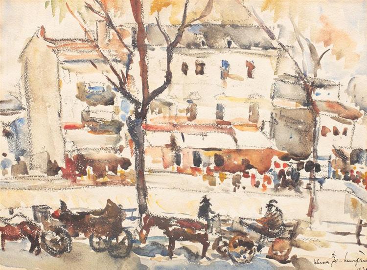 Carriages on Dâmbovița Quay, 1930 - Rudolf Schweitzer-Cumpana