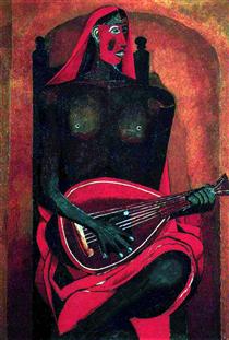 The Woman with Red Mask - Rufino Tamayo