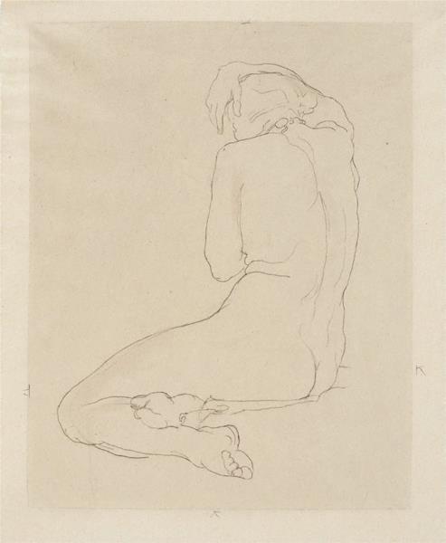 Seated female nude, arm over head, 1920 - Rupert Bunny