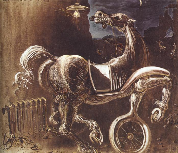 Debris of an Automobile Giving Birth to a Blind Horse Biting a Telephone, 1938 - Сальвадор Далі