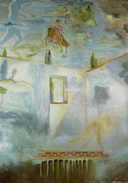 Gala in a Patio Watching the Sky, Where the Equestrian Figure of Prince Baltasar Carlos and Several Constellations (All) Appear, after Velazquez, 1981 - Salvador Dali