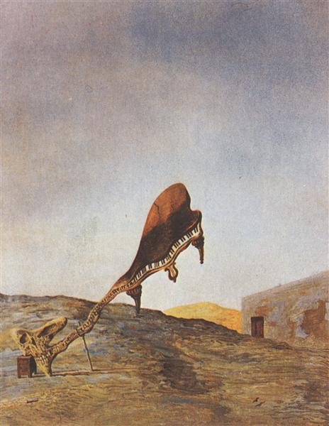 Skull with its Lyric Appendage Leaning on a Bedside Table which should have the Exact Temperature of a Cardinal's Nest, 1934 - Salvador Dali