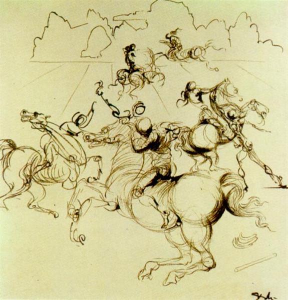 Surrealist Knights for a Four-part Screen, Centre Right,, c.1934 - Salvador Dali