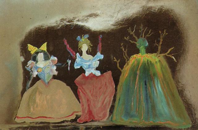 Three Female Figures in Festive Gowns, 1981 - Сальвадор Далі