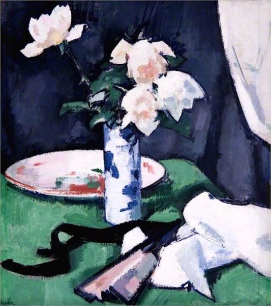 Still Life, White Roses, 1925 - Samuel Peploe