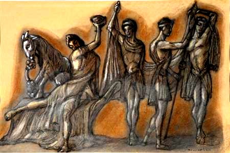 Costume Studies with Mythological Figures for ballet “Dionysus” by Glazunov in Mordkin Theatre, 1938 - Sergueï Soudeïkine