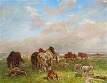 A group of horses, Saltholmen - Теодор Филипсен