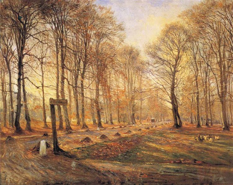 Late Autumn Day in the Jægersborg Deer Park, North of Copenhagen, 1886 - Теодор Филипсен