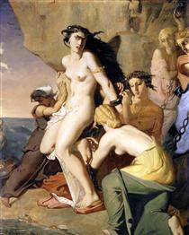Andromeda Chained to the Rock by the Nereids - Theodore Chasseriau