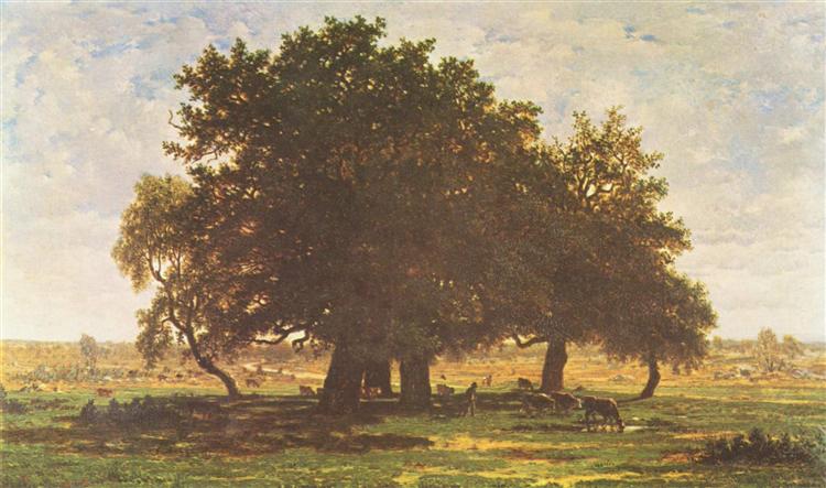 Holm Oaks, Apremont, 1850 - 1852 - Теодор Руссо