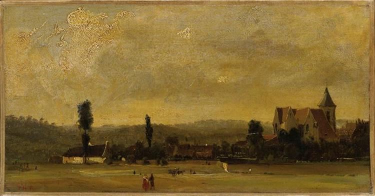 Landscape with a church - Theodore Rousseau
