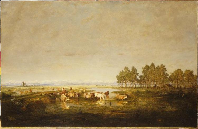 Marshland in Les Landes, c.1853 - Теодор Руссо