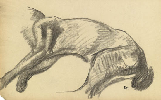 Study of the body of a cat stretching out - Theophile Steinlen