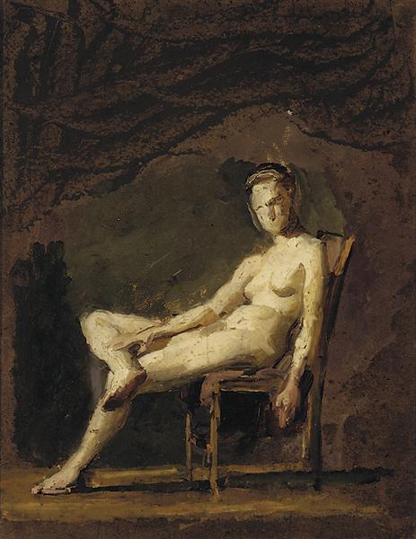 Female nude figure study for Arcadia - 湯姆·艾金斯