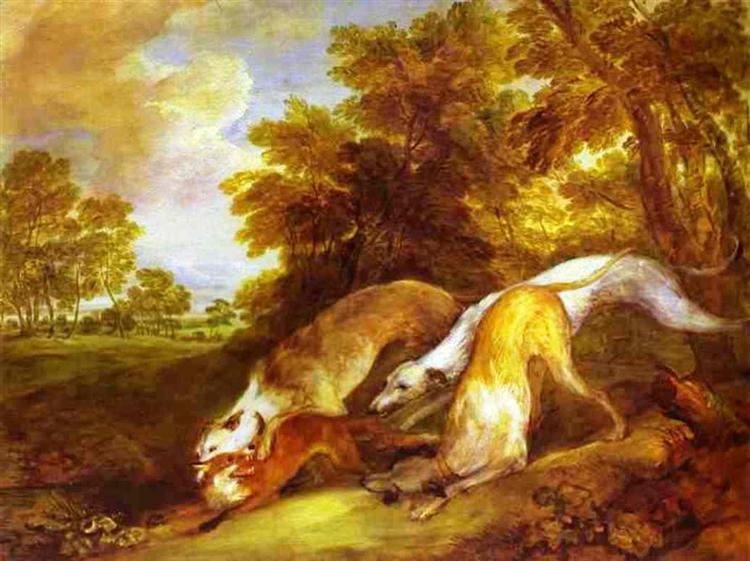 Greyhounds coursing a fox, 1784 - 1785 - Томас Гейнсборо