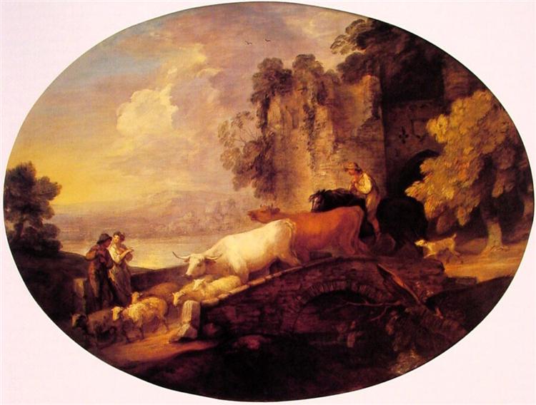 River Landscape with Rustic Lovers, 1781 - Томас Гейнсборо