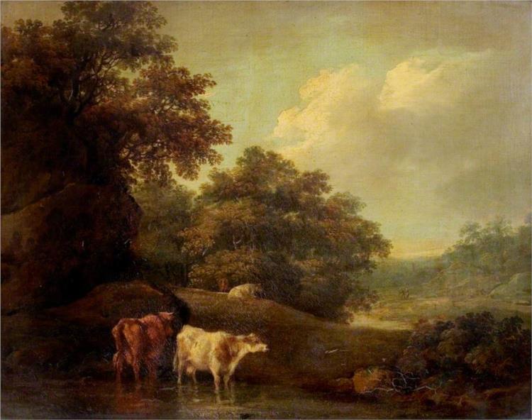 Landscape with Cattle - Томас Джонс Бейкер
