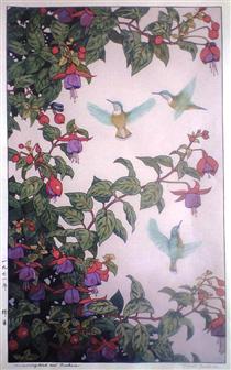 Hummingbird and Fuchsia - Тоси Ёсида
