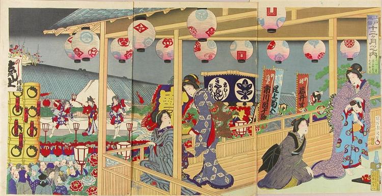 November: performance at Saruwakacho, 1889 - Toyohara Chikanobu