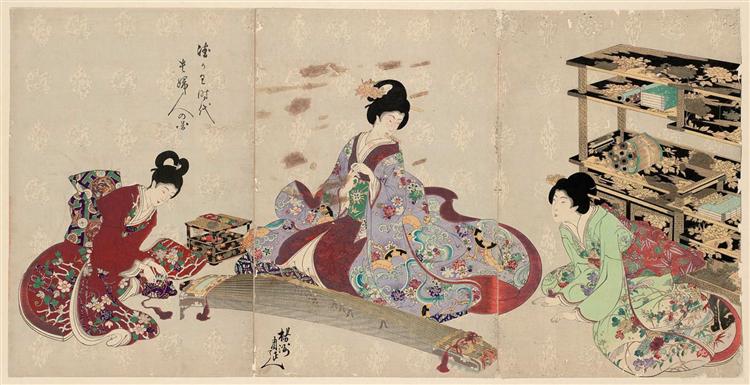 Preparing to Play the Koto, 1897 - Тойохара Тіканобу