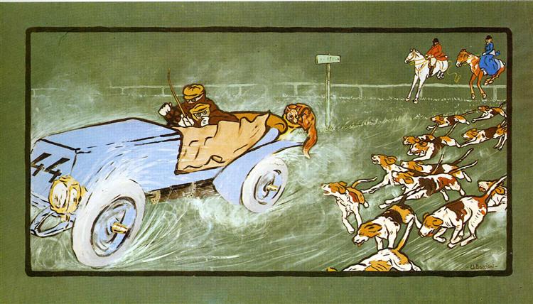 Car and Hunting Fox, 1904 - Умберто Боччони