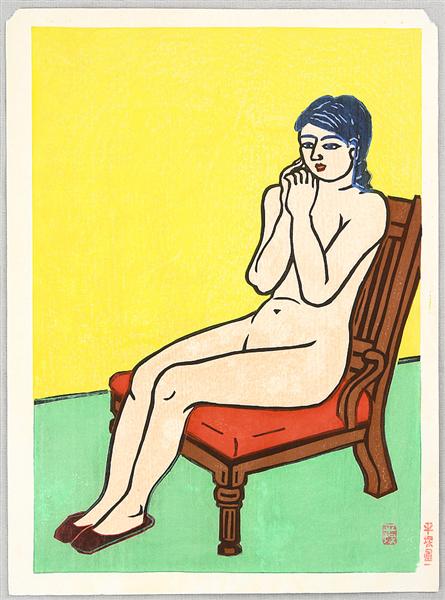 Nude on a Red Chair, 1939 - 平塚運一