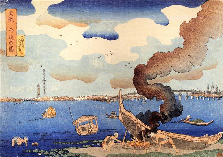 Caulking boats - Utagawa Kuniyoshi