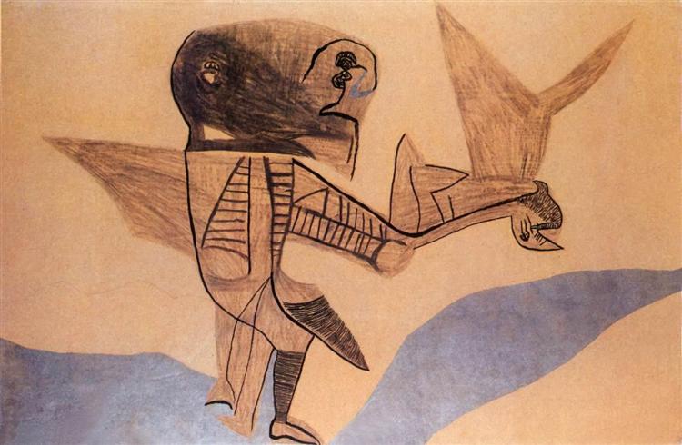 Winged Creature on Silvery Ground, 1938 - Vajda Lajos