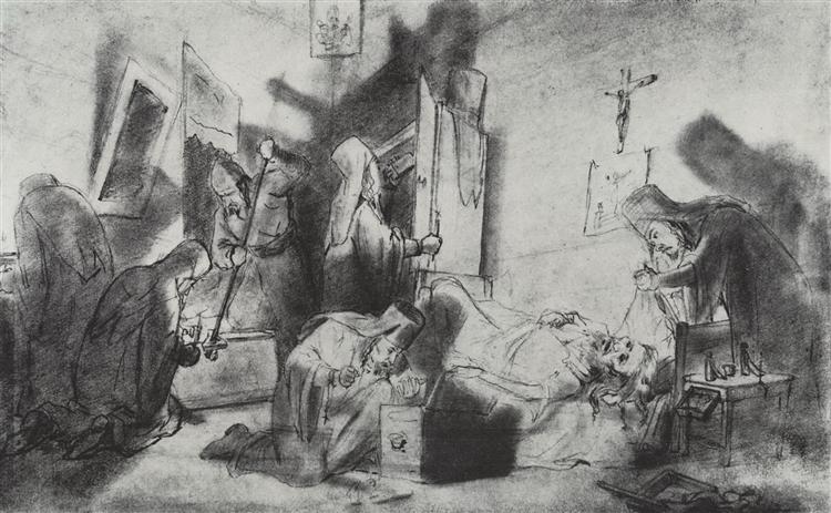 Dividing the inheritance in a monastery (Death of a monk) - Vasily Perov