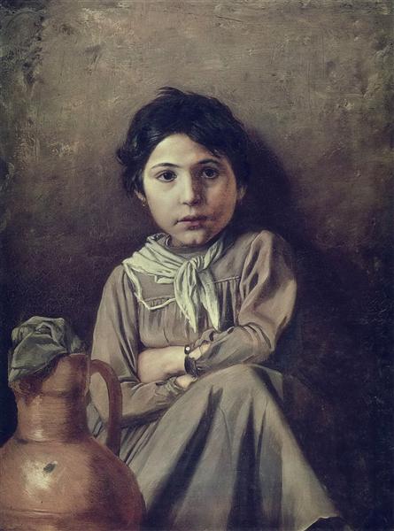 Girl with a Pitcher - Wassili Grigorjewitsch Perow
