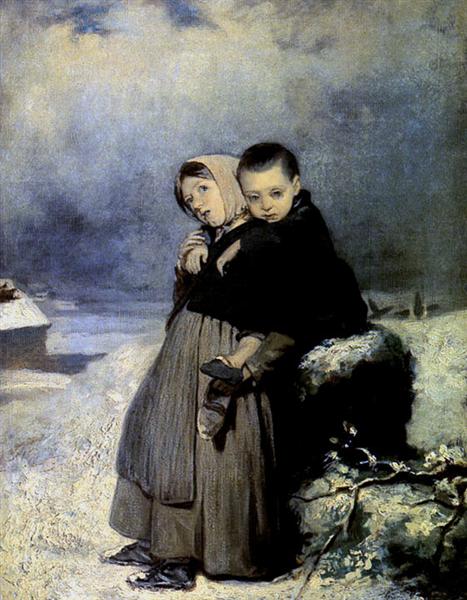 Orphans in the cemetery, 1864 - Wassili Grigorjewitsch Perow