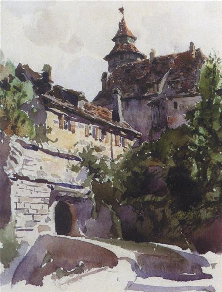 Corner of the medieval city with a wall, 1889 - Vassili Polenov