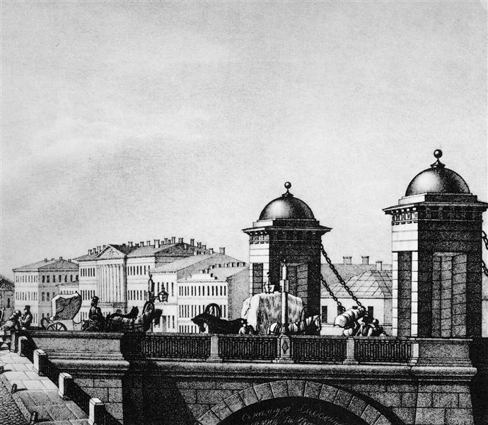 Anichkov bridge in St. Petersburg, c.1830 - Vasily Sadovnikov