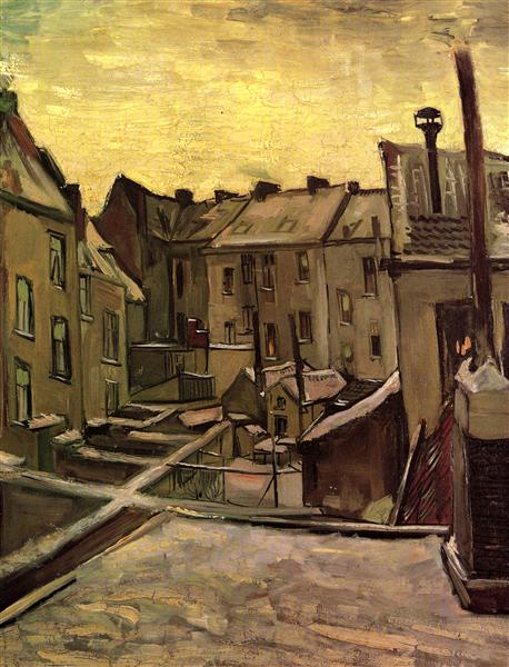 Backyards of Old Houses in Antwerp in the Snow, 1885 - 梵谷