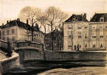 Bridge and Houses on the Corner of Herengracht-Prinsessegracht - 梵谷