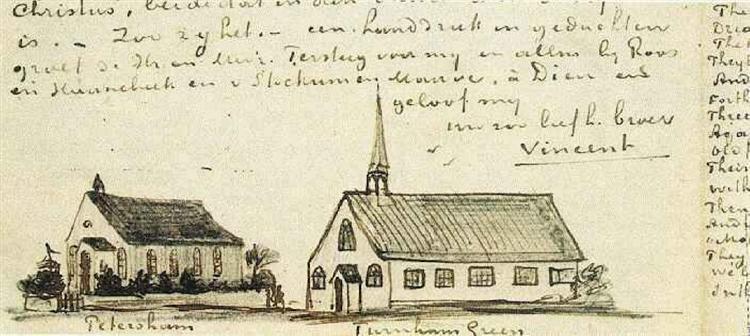 Churches at Petersham and Turnham Green, 1876 - 梵谷