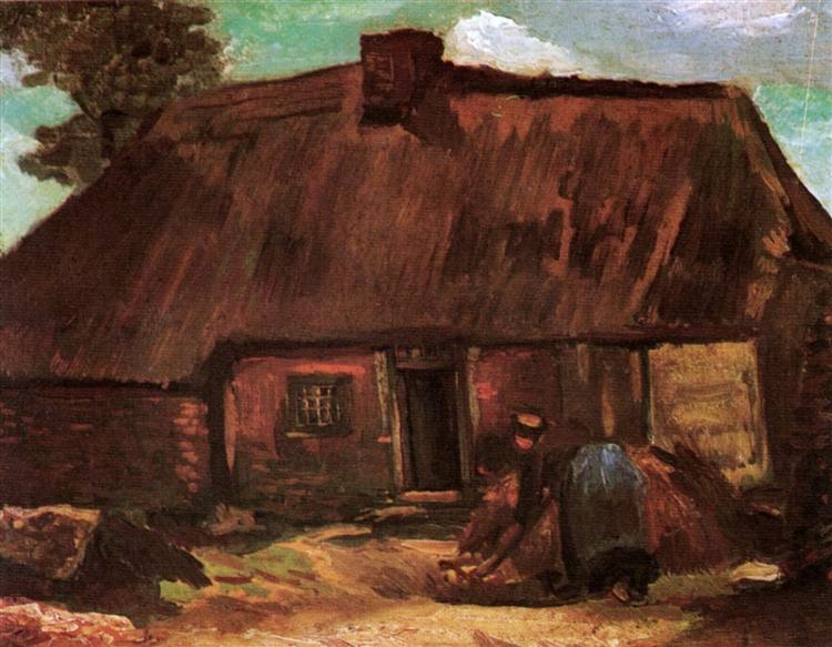 Cottage with Peasant Woman Digging, 1885 - Винсент Ван Гог