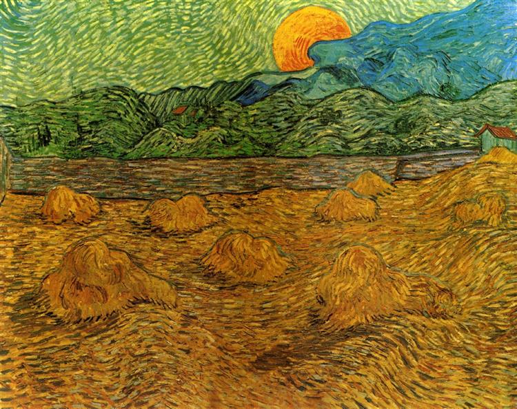 Evening Landscape with Rising Moon, 1889 - Vincent van Gogh