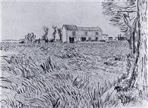 Farmhouse in a Wheat Field - Vincent van Gogh
