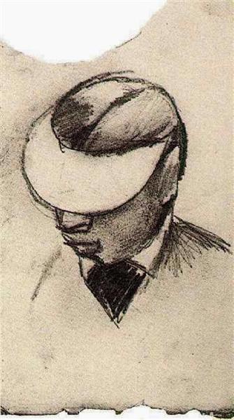 Head of a Man with Cap (Lithographer's Shade), 1886 - Винсент Ван Гог