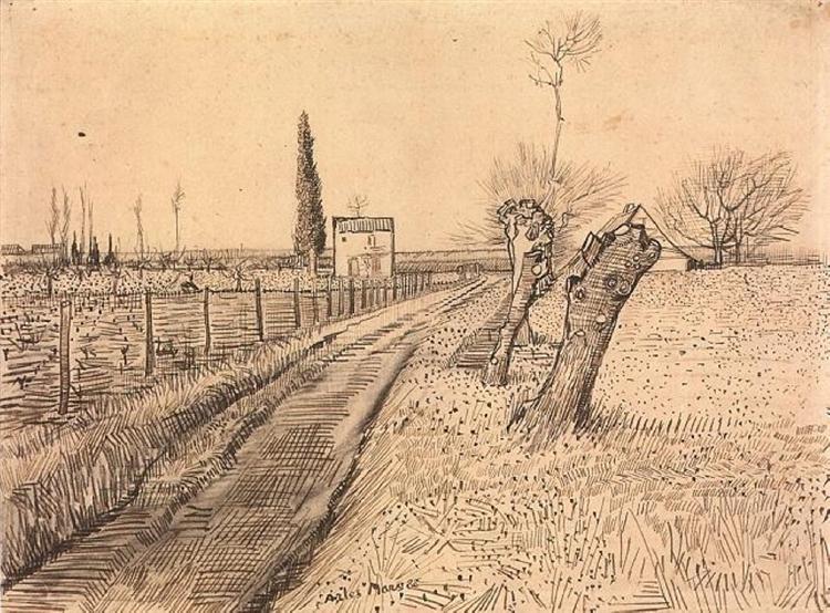 Landscape with Path and Pollard Trees, 1888 - Винсент Ван Гог