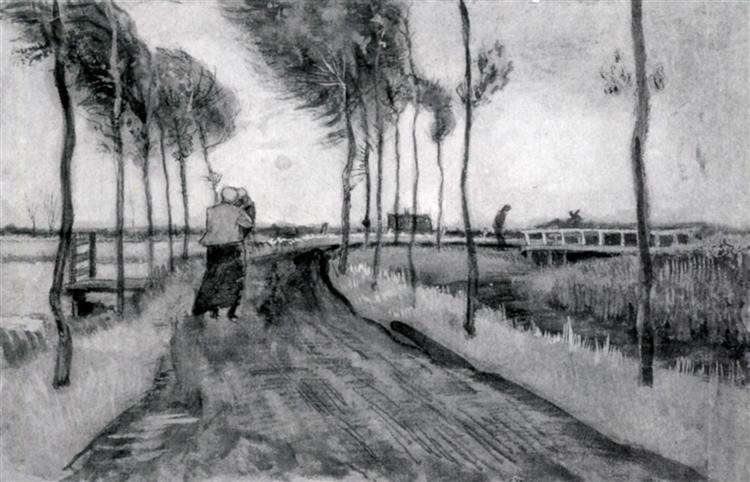 Landscape with Woman Walking, 1883 - 梵谷
