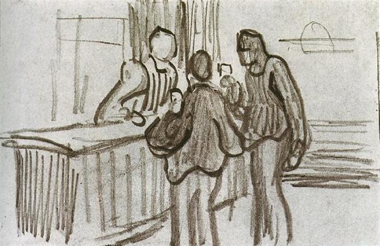 Men in Front of the Counter in a Cafe, 1890 - 梵谷
